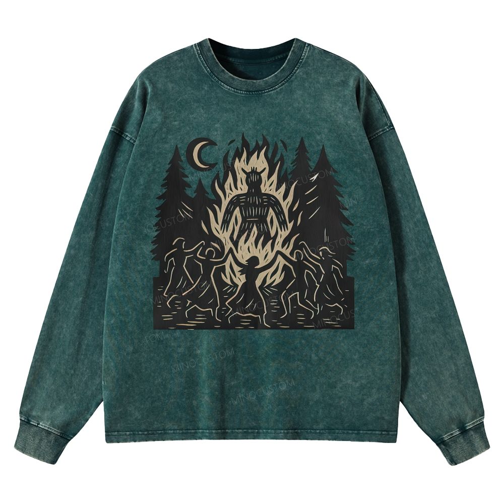 Long Live Wild Women Unisex Casual Washed Long-Sleeved T-Shirt