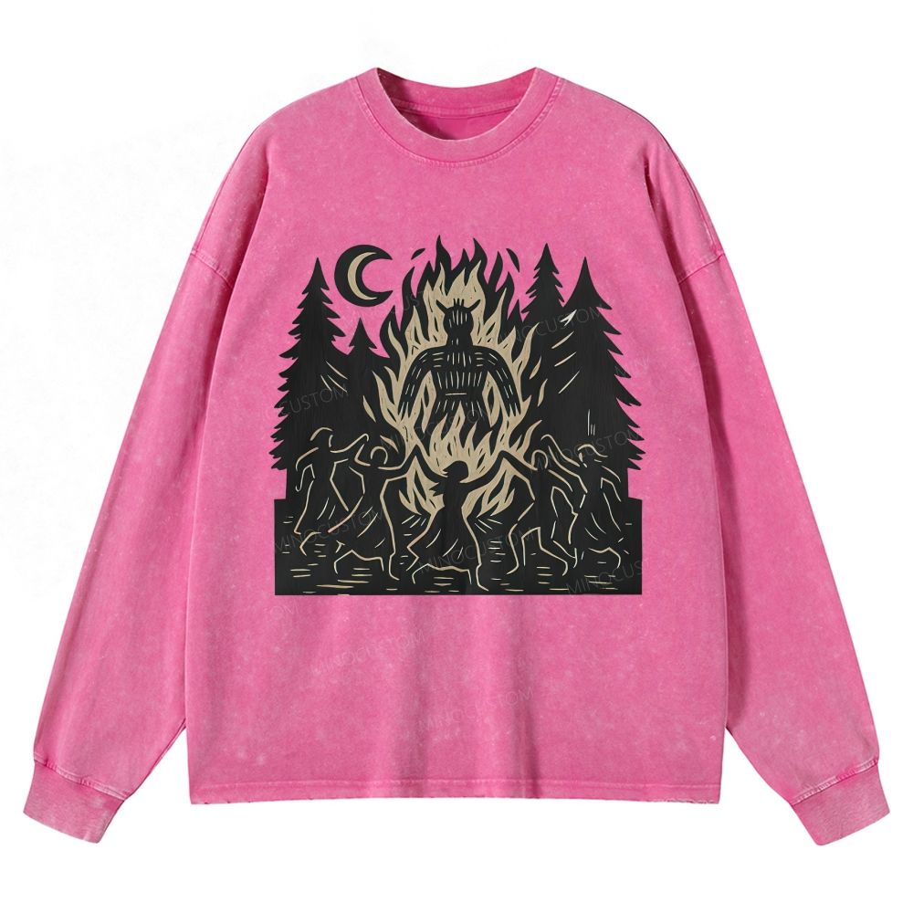 Long Live Wild Women Unisex Casual Washed Long-Sleeved T-Shirt