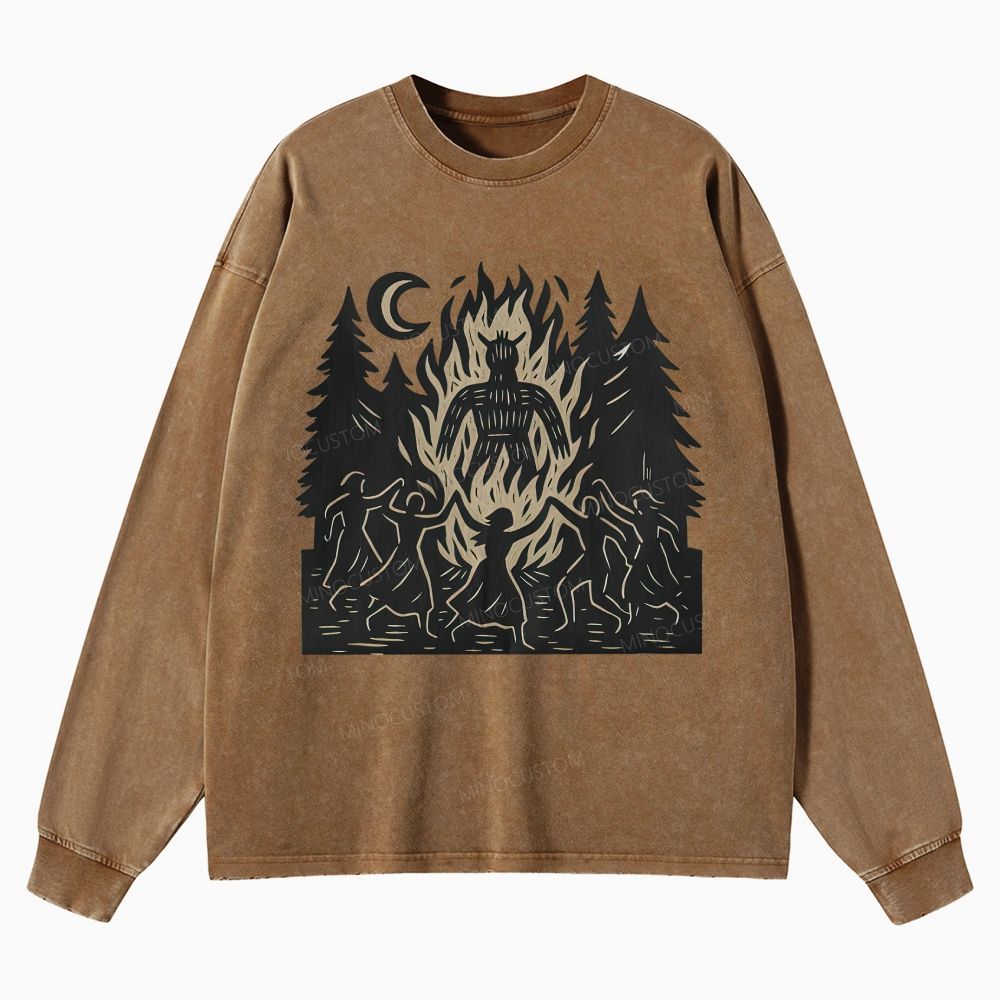 Long Live Wild Women Unisex Casual Washed Long-Sleeved T-Shirt