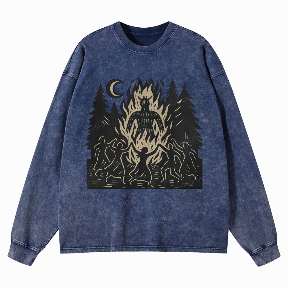 Long Live Wild Women Unisex Casual Washed Long-Sleeved T-Shirt
