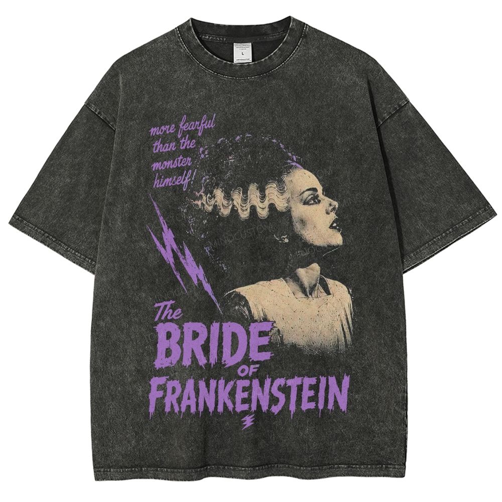 Vintage Horror Movie Graphic Tee Retro Monster Washed T-Shirt