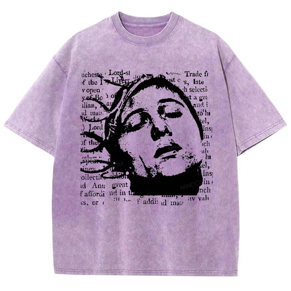 Vintage Grunge Newspaper Art Outside Your Room Graphic Washed T-Shirt 