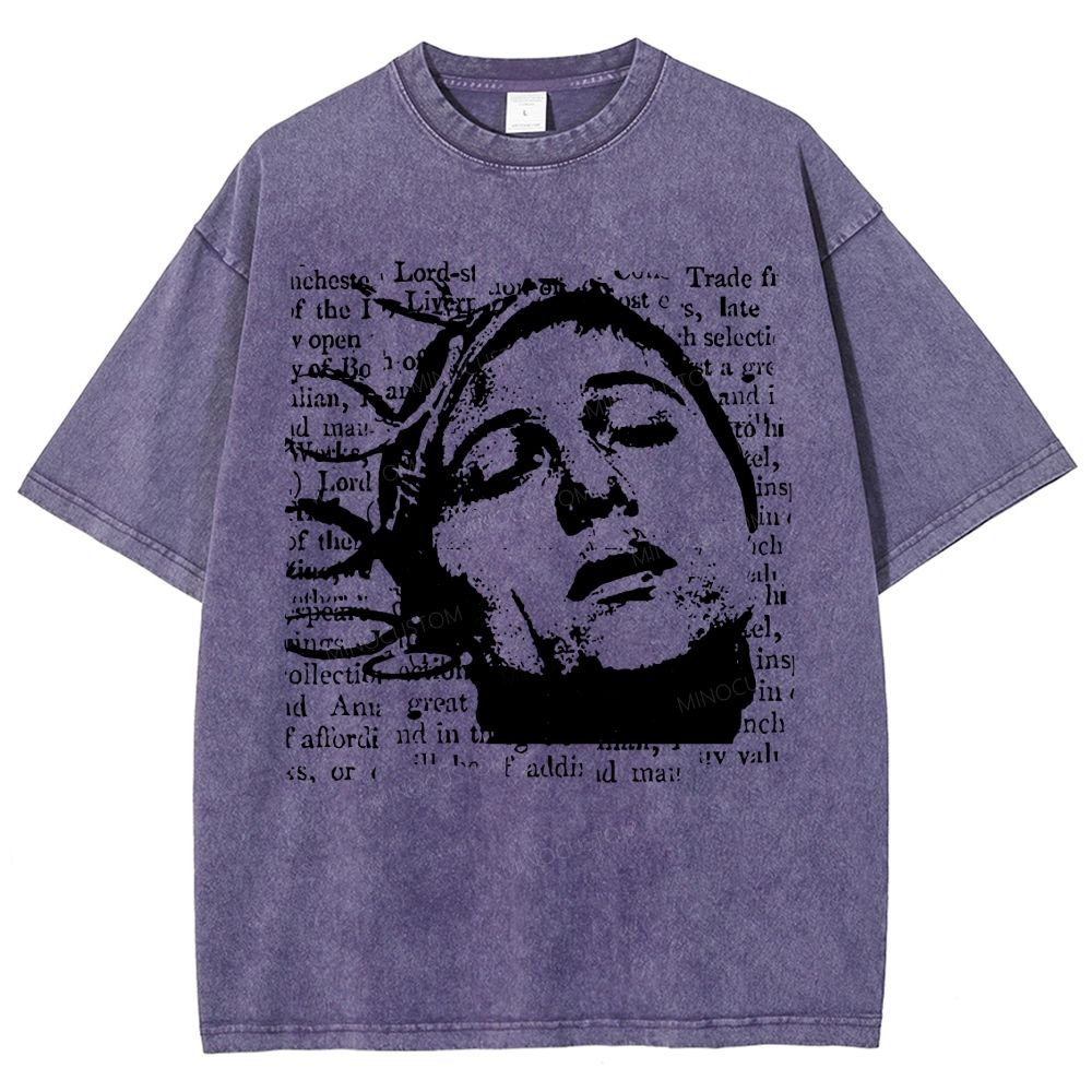 Vintage Grunge Newspaper Art Outside Your Room Graphic Washed T-Shirt 