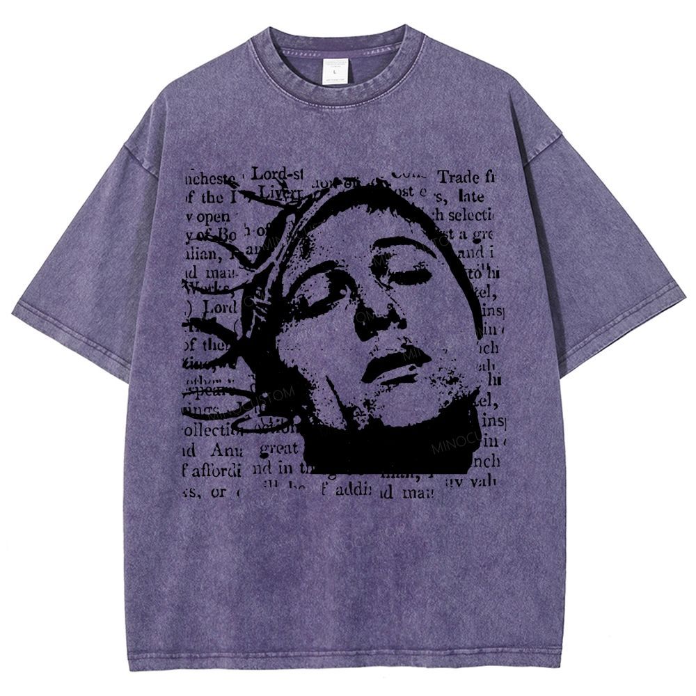 Vintage Grunge Newspaper Art Outside Your Room Graphic Washed T-Shirt 