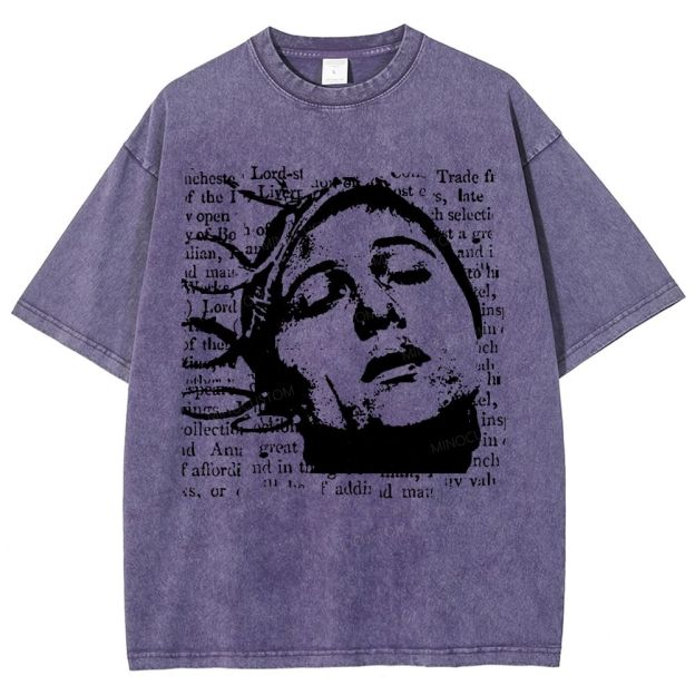 Vintage Grunge Newspaper Art Outside Your Room Graphic Washed T-Shirt 