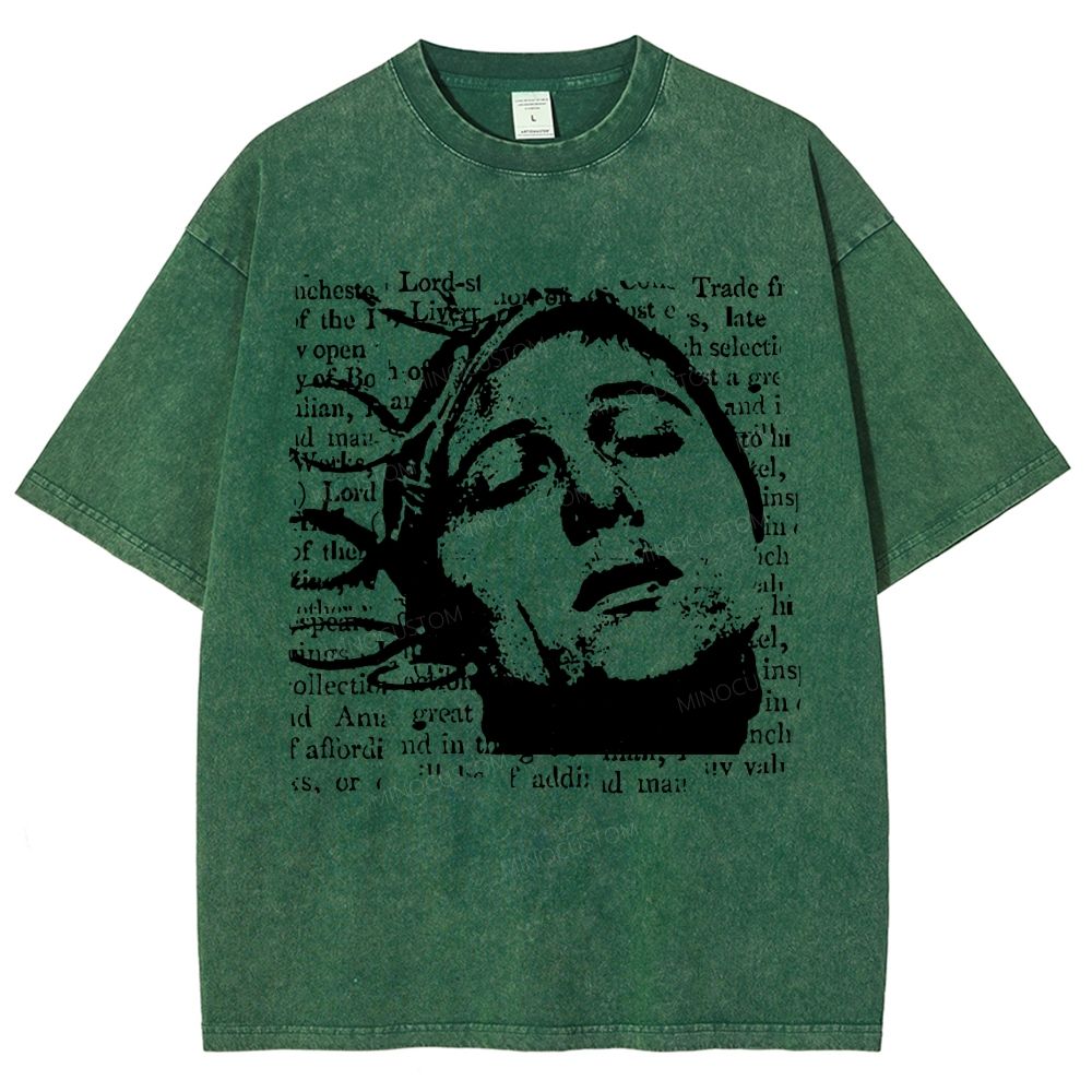 Vintage Grunge Newspaper Art Outside Your Room Graphic Washed T-Shirt 