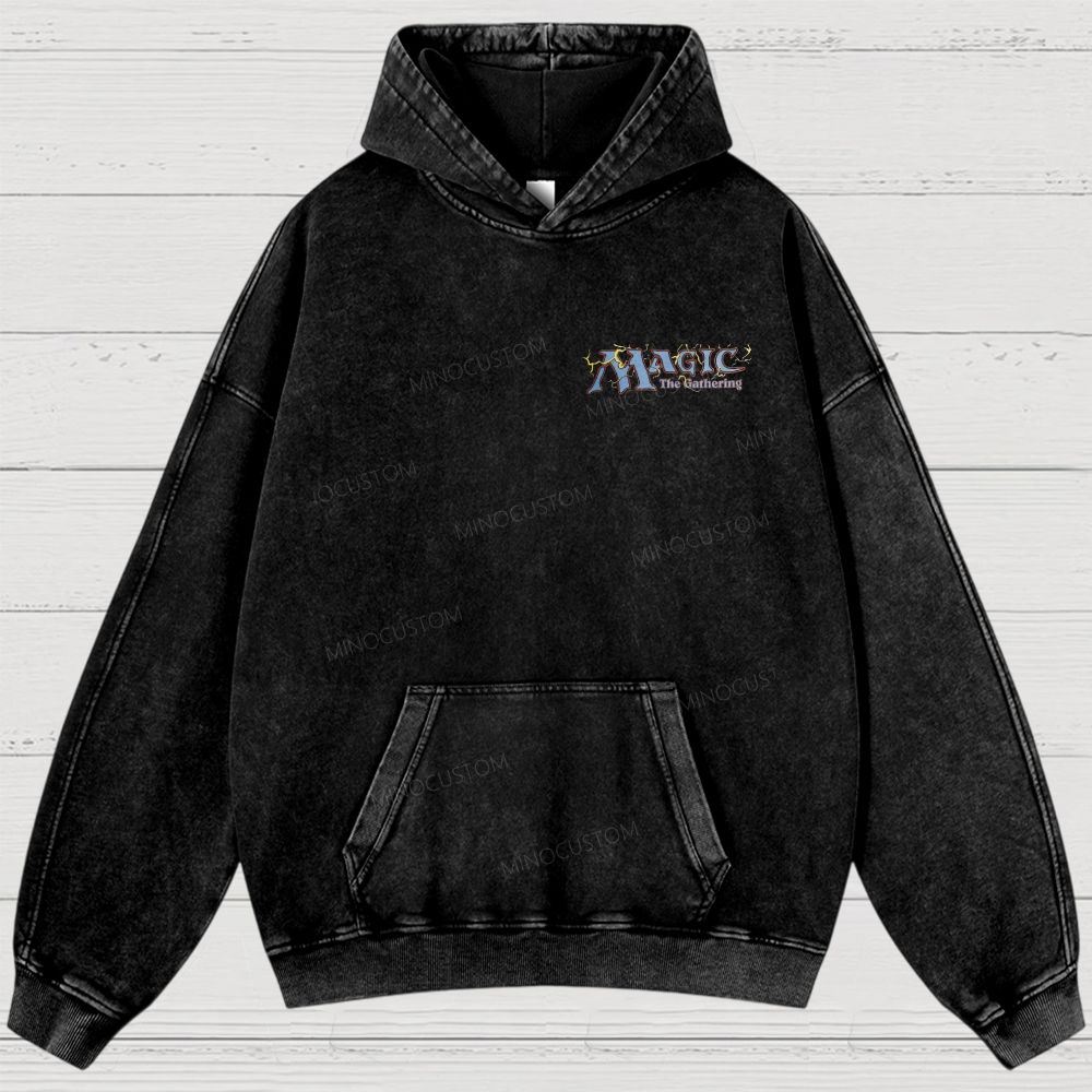 Magic Fantasy Wizard Graphic Washed Hoodies 