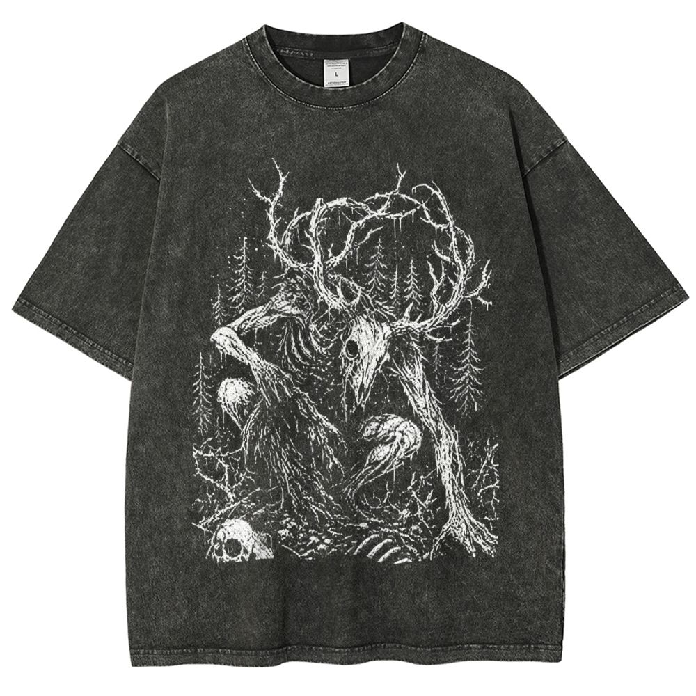 Dark Forest Skeletal Creature Washed T-Shirt