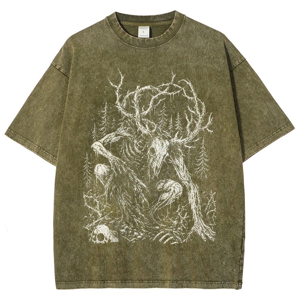 Dark Forest Skeletal Creature Washed T-Shirt