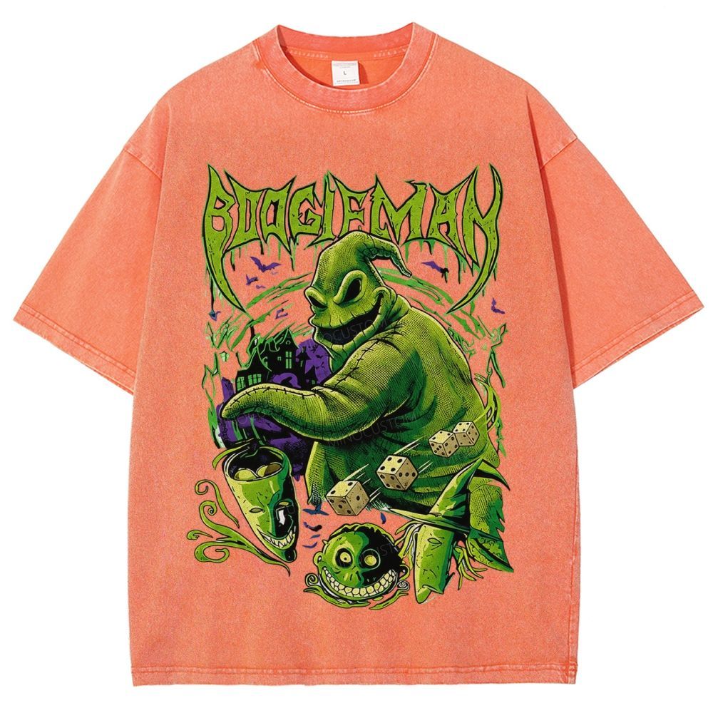 Boogieman Spooky Monster Dice Retro Halloween Washed T-Shirt