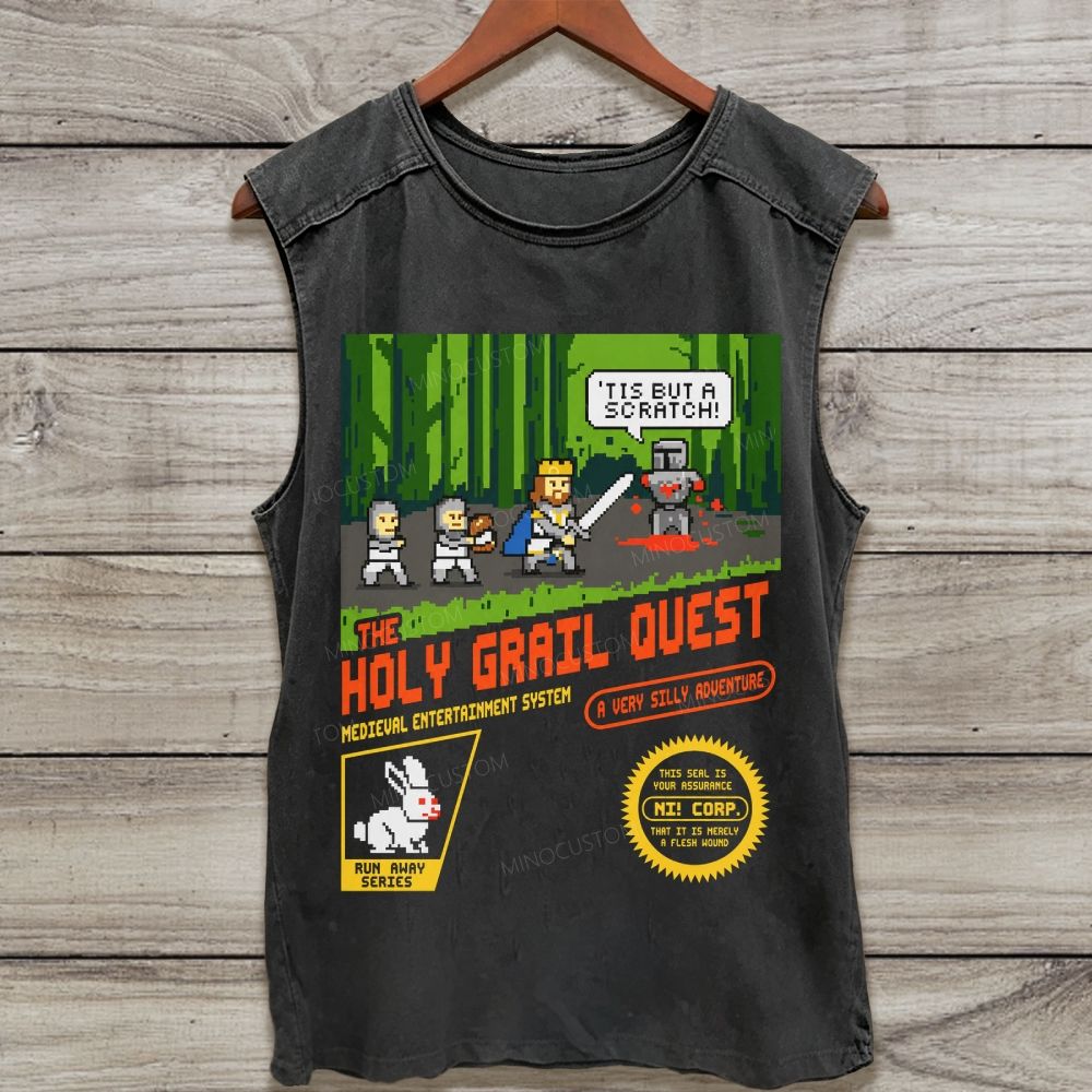 Tis But A Scratch Holy Grail Quest Pixel Graphic Washed Tank Top