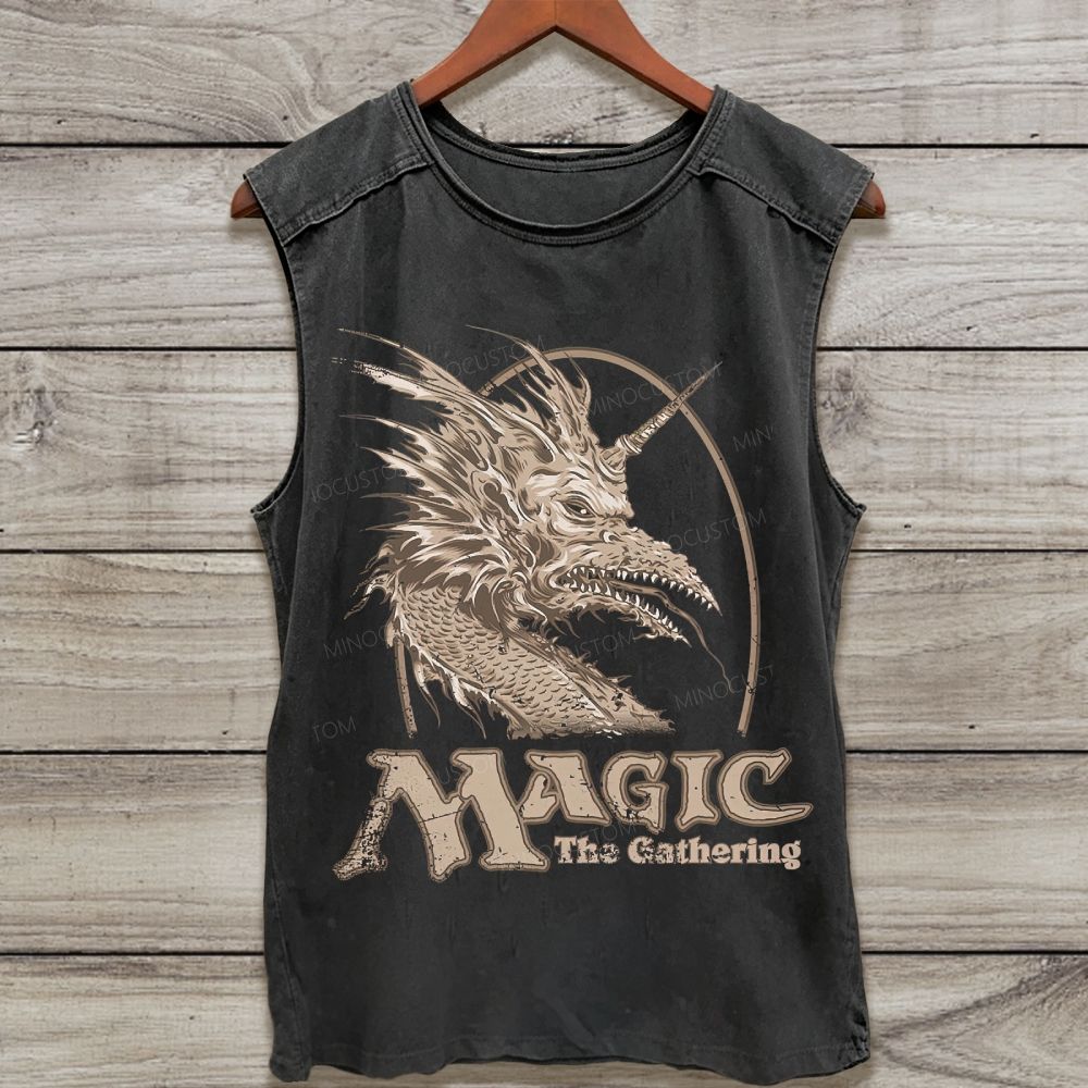 Vintage Fantasy Unicorn Dragon Washed Tank Top