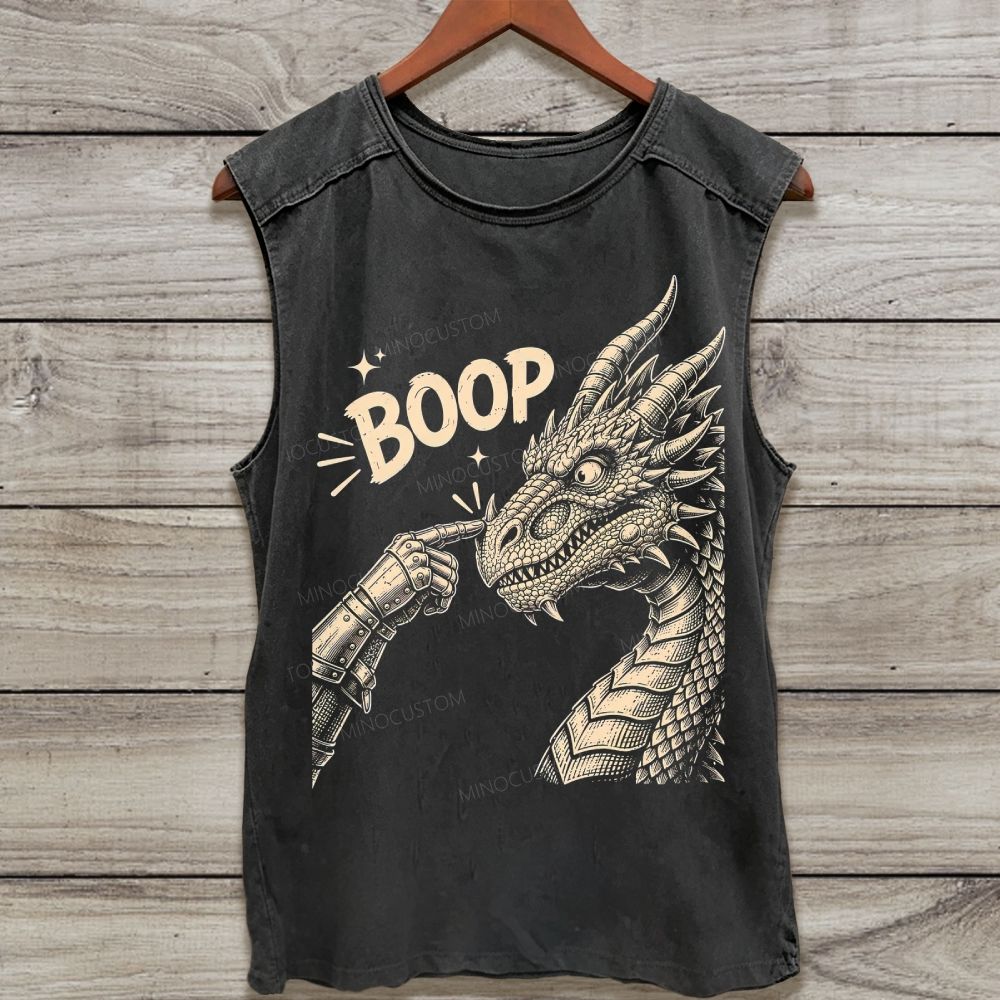 Funny Boop Dragon Knight Hand Washed Tank Top