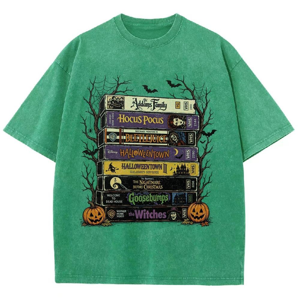 Vintage Halloween Tape Stack Washed T-Shirt