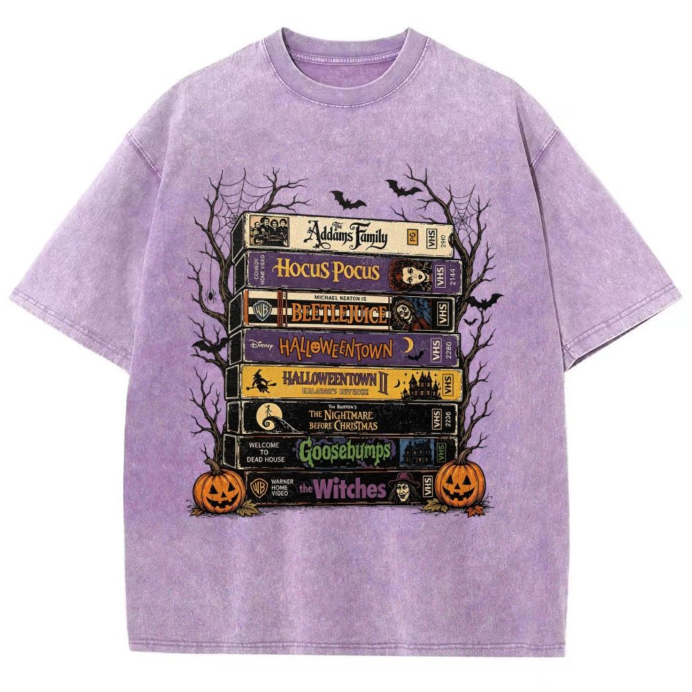 Vintage Halloween Tape Stack Washed T-Shirt