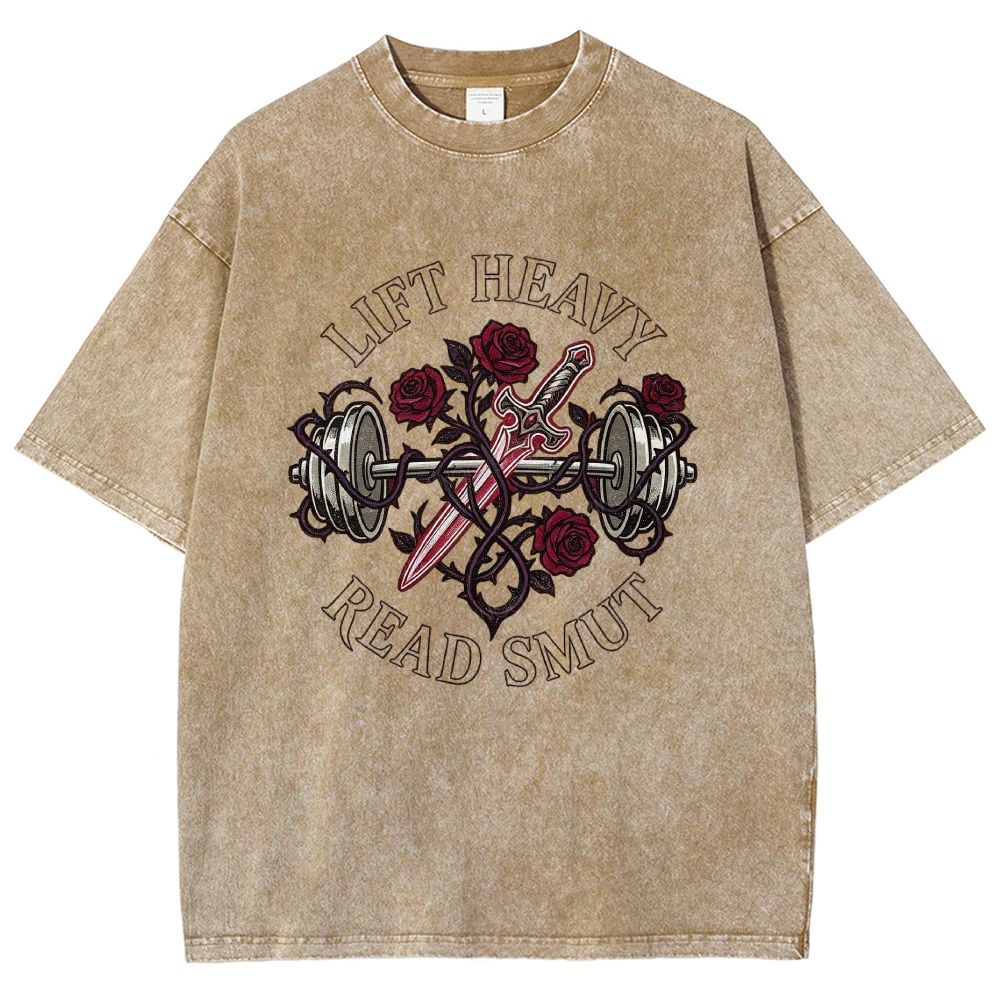 Lift Heavy Read Smut Retro Washed T-Shirt