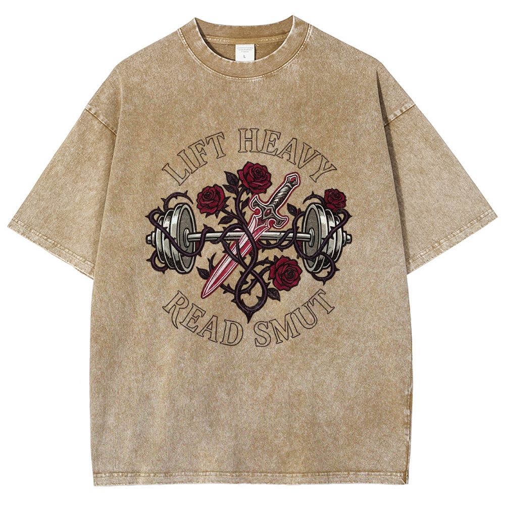 Lift Heavy Read Smut Retro Washed T-Shirt