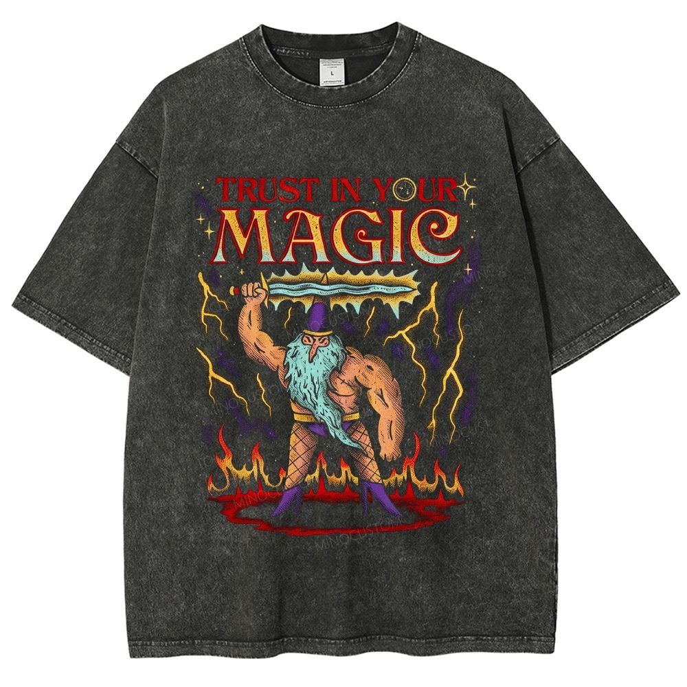 Trust In Your Magic Retro Buff Wizard Washed T-Shirt