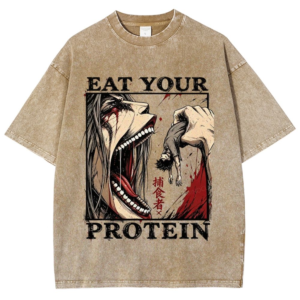Eat Your Protein Retro Giant Creature Washed T-Shirt