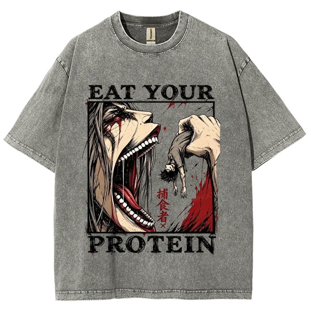 Eat Your Protein Retro Giant Creature Washed T-Shirt