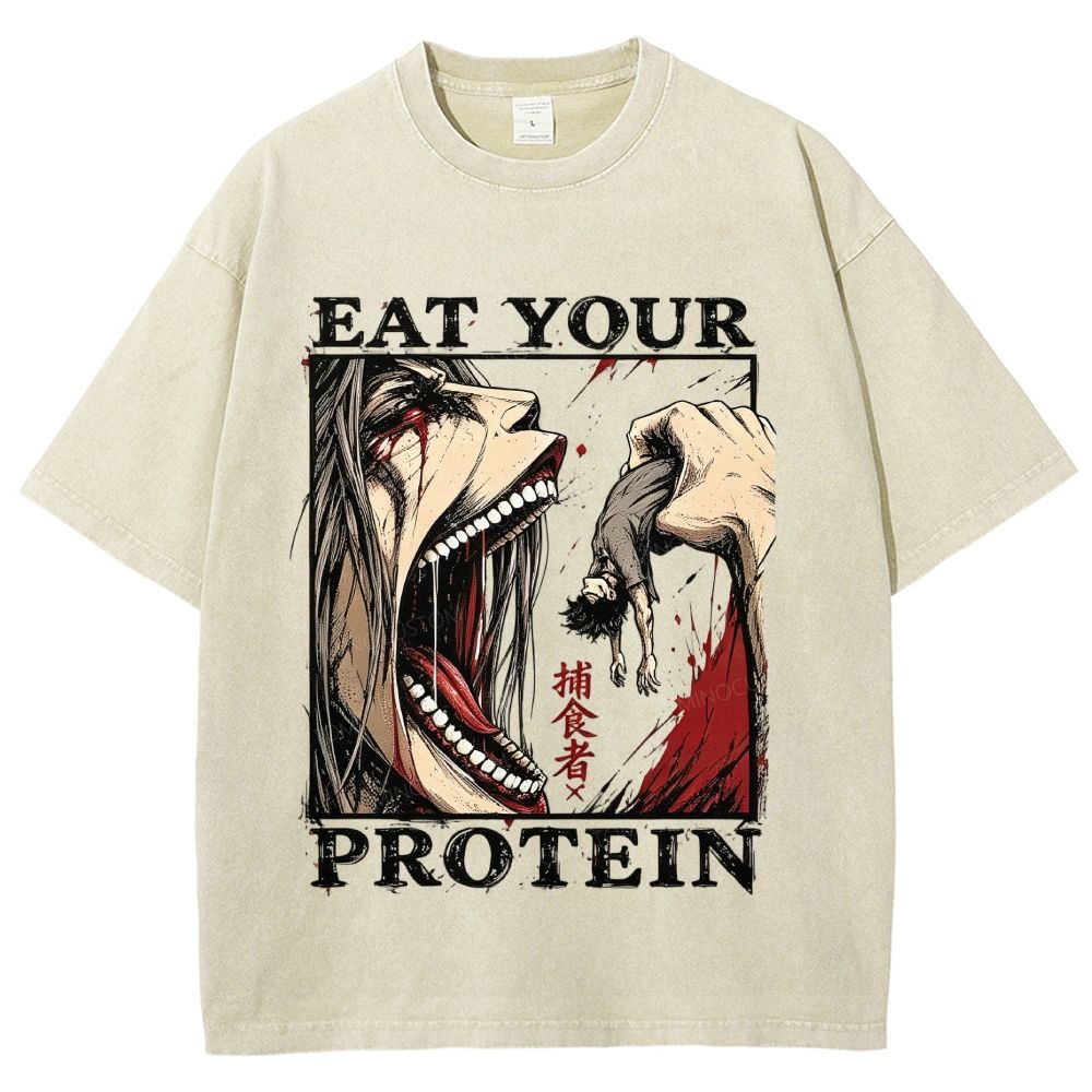Eat Your Protein Retro Giant Creature Washed T-Shirt