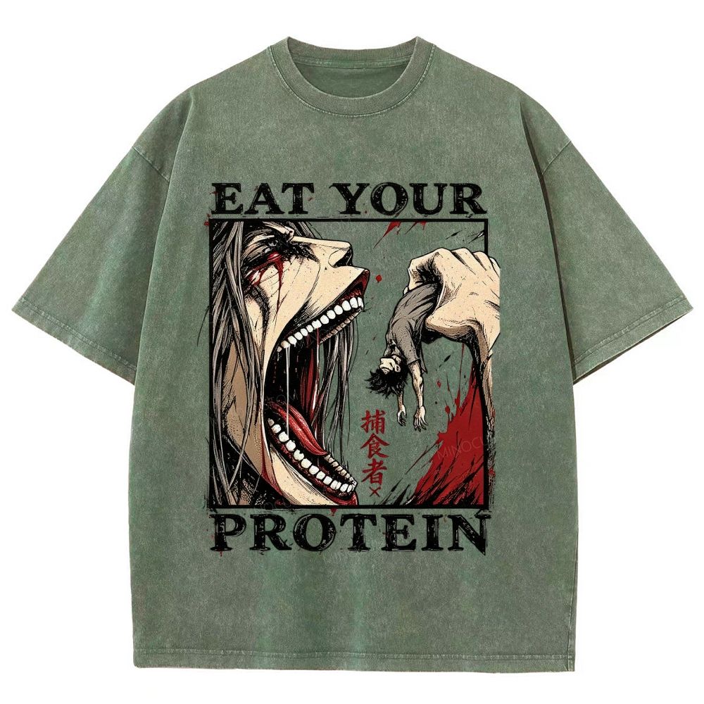 Eat Your Protein Retro Giant Creature Washed T-Shirt