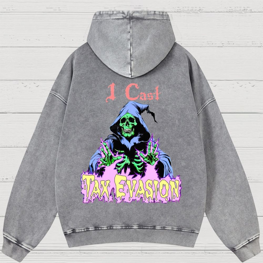 I Cast Tax Evasion Skeleton Warlock Washed Hoodies