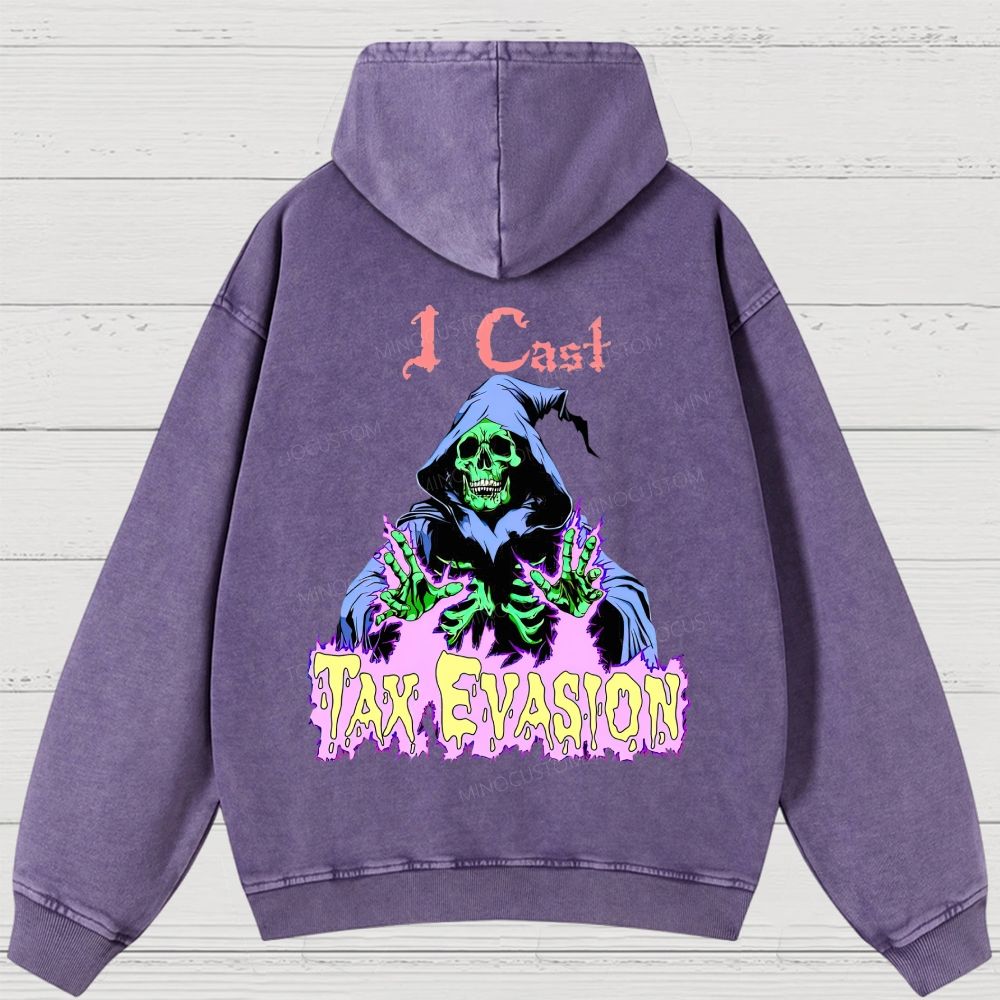 I Cast Tax Evasion Skeleton Warlock Washed Hoodies