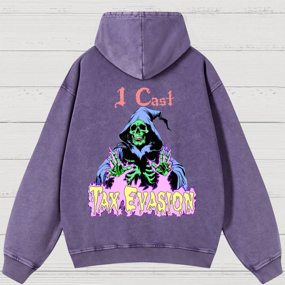 I Cast Tax Evasion Skeleton Warlock Washed Hoodies