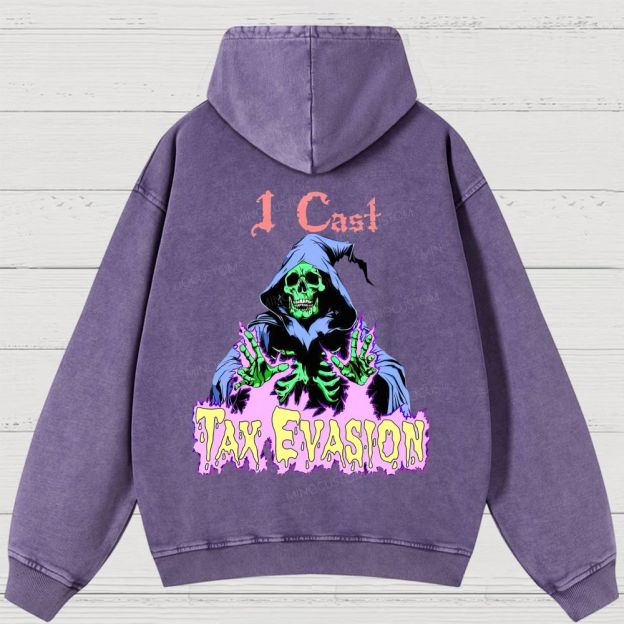I Cast Tax Evasion Skeleton Warlock Washed Hoodies