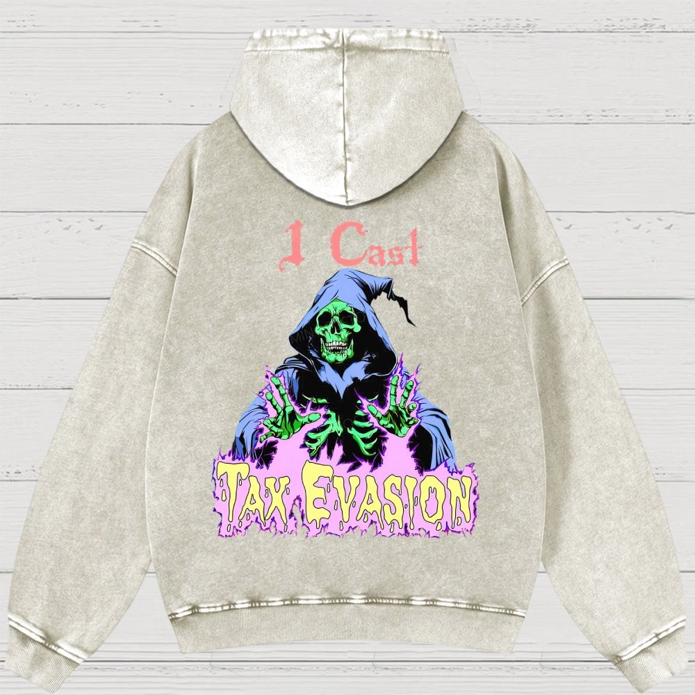 I Cast Tax Evasion Skeleton Warlock Washed Hoodies