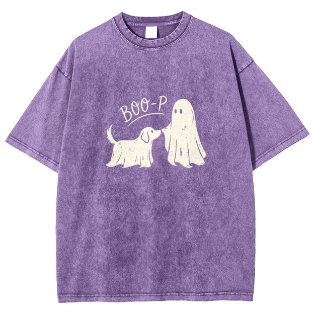 Boo‑P Ghost Dog Halloween Washed T-shirt