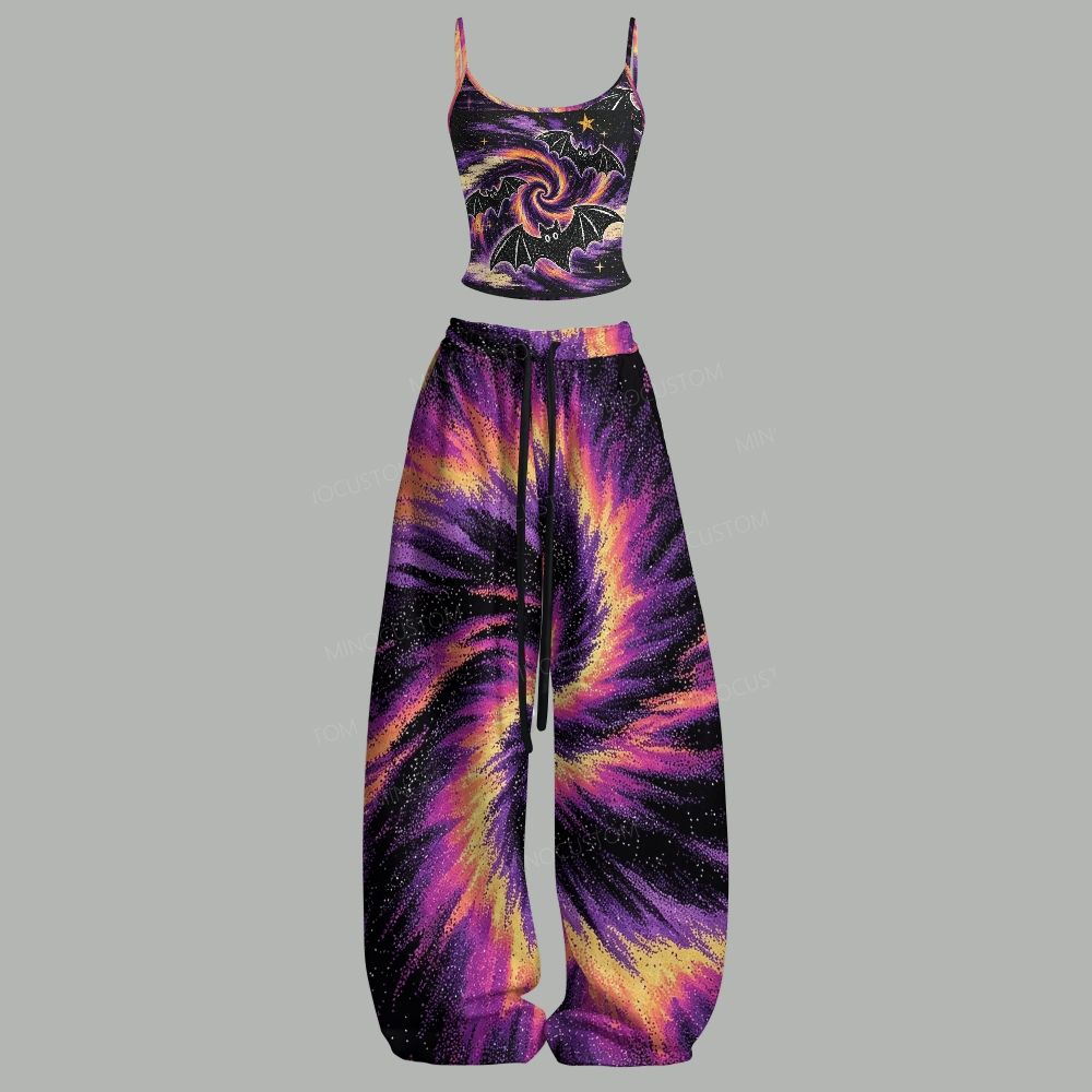 Galaxy Bat Tie Dye Top & Elasticated Trousers Two-Piece Set
