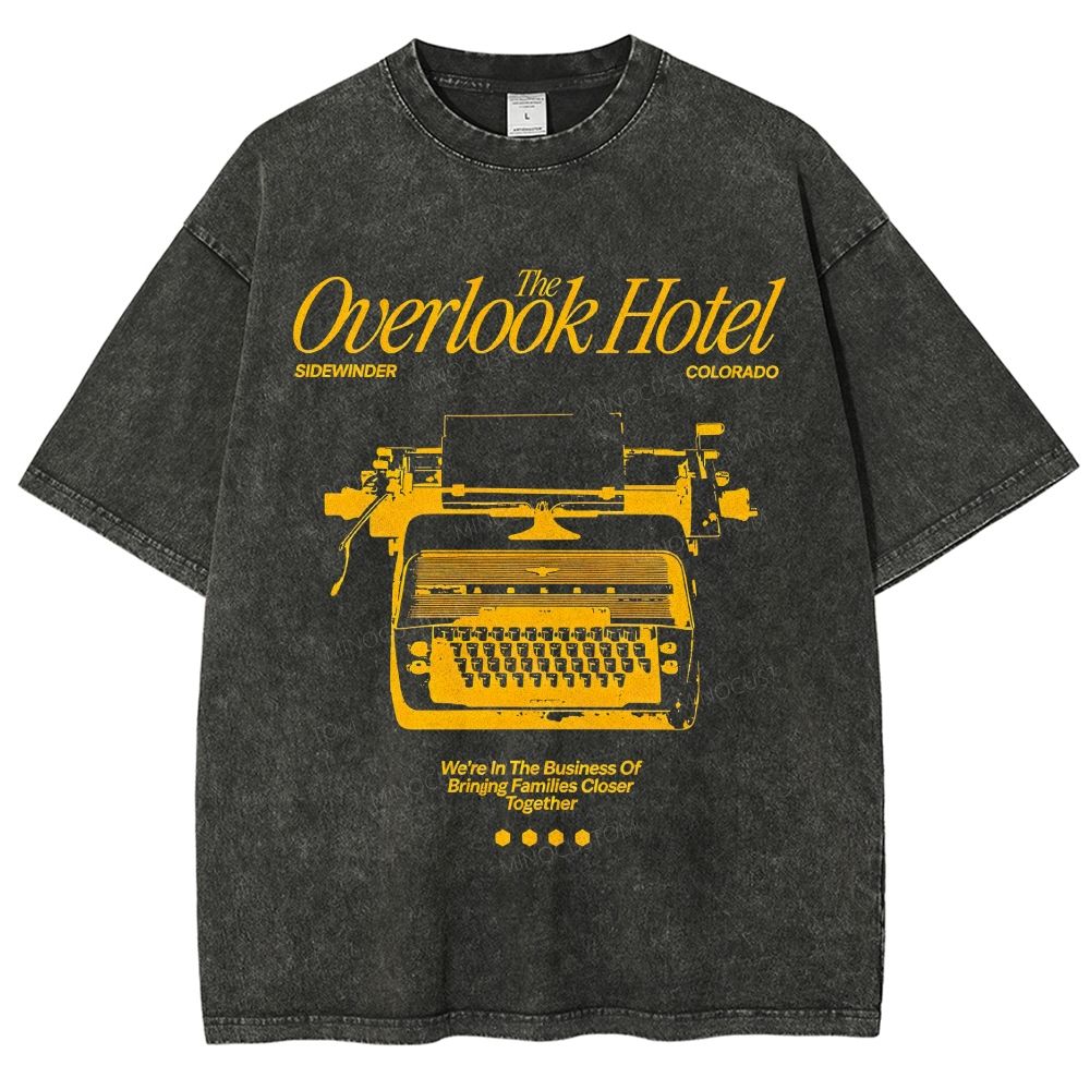 Vintage Washed Retro Typewriter Graphic Washed T-Shirt