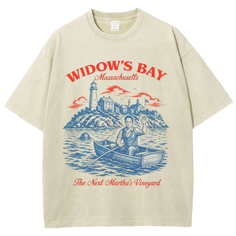 Vintage Washed Coastal Lighthouse Bay Graphic Washed T-Shirt