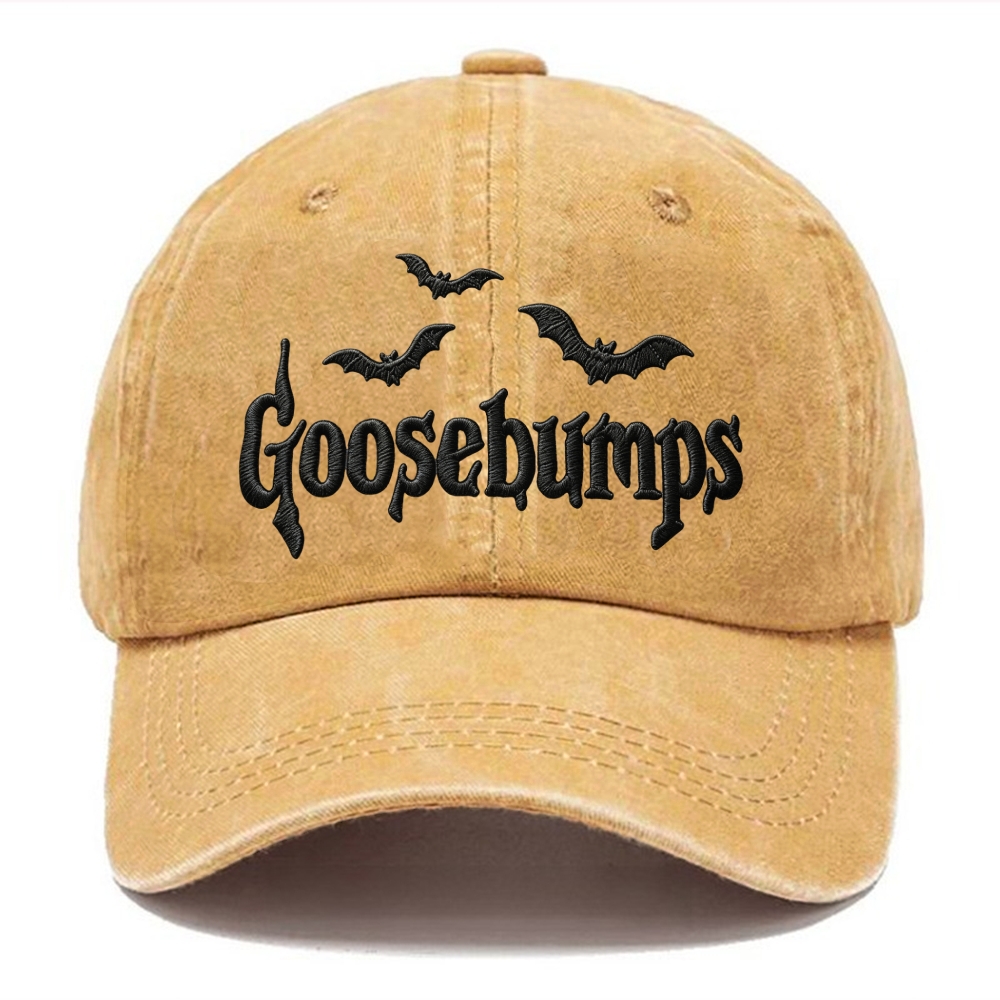 Spooky Bat Embroidery Halloween Vintage Casual Washed Cap