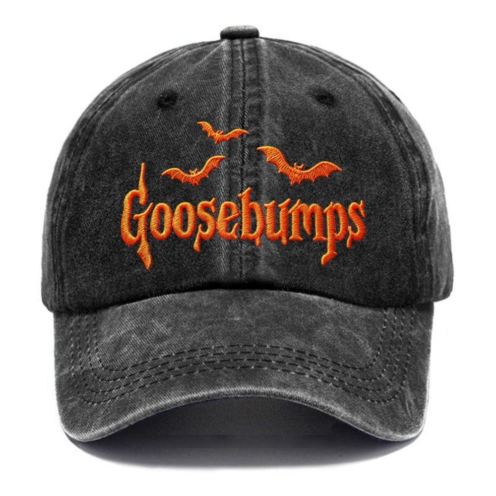 Spooky Bat Embroidery Halloween Vintage Casual Washed Cap