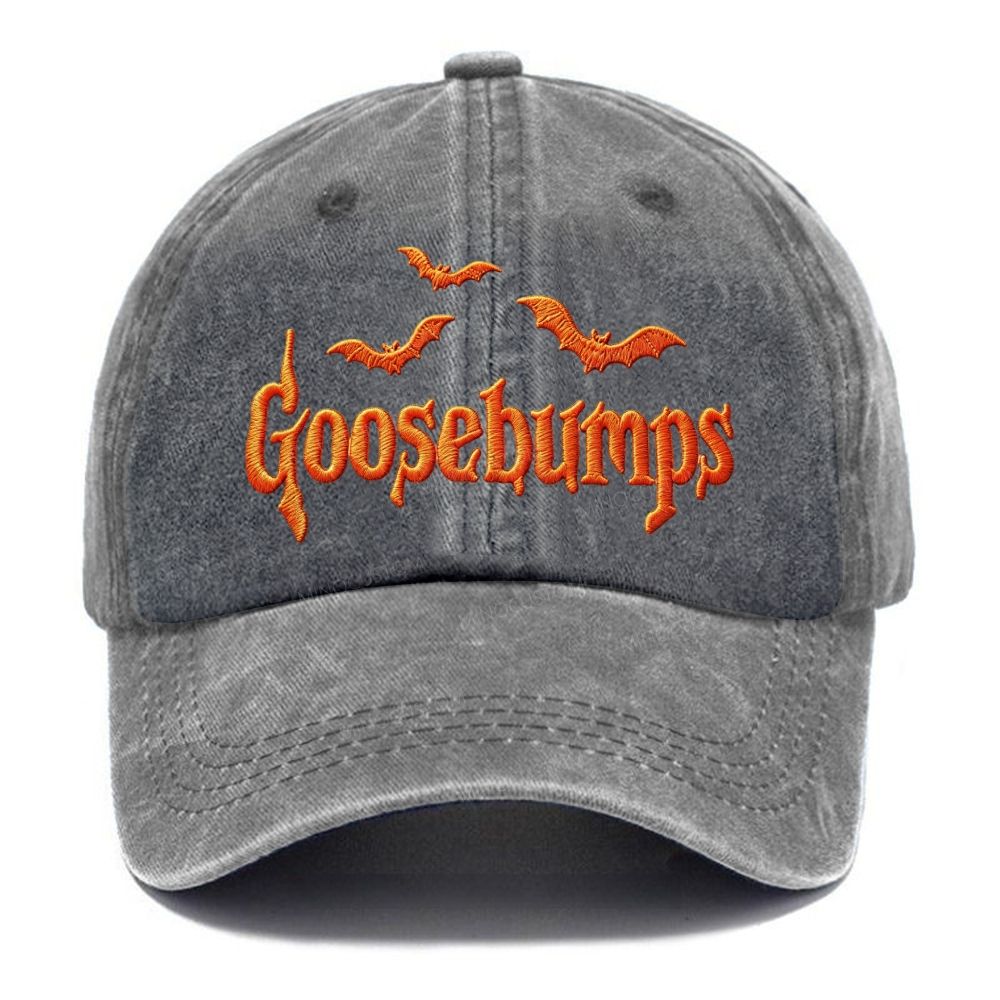 Spooky Bat Embroidery Halloween Vintage Casual Washed Cap