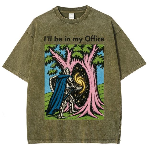 I’ll be in my Office Retro Fantasy Comic Distressed Washed T-Shirt