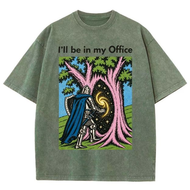 I’ll be in my Office Retro Fantasy Comic Distressed Washed T-Shirt