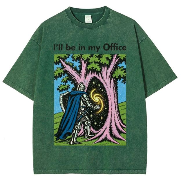 I’ll be in my Office Retro Fantasy Comic Distressed Washed T-Shirt