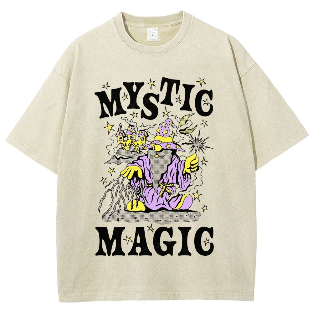 Retro Cartoon Fantasy Magic Distressed Washed T-Shirt