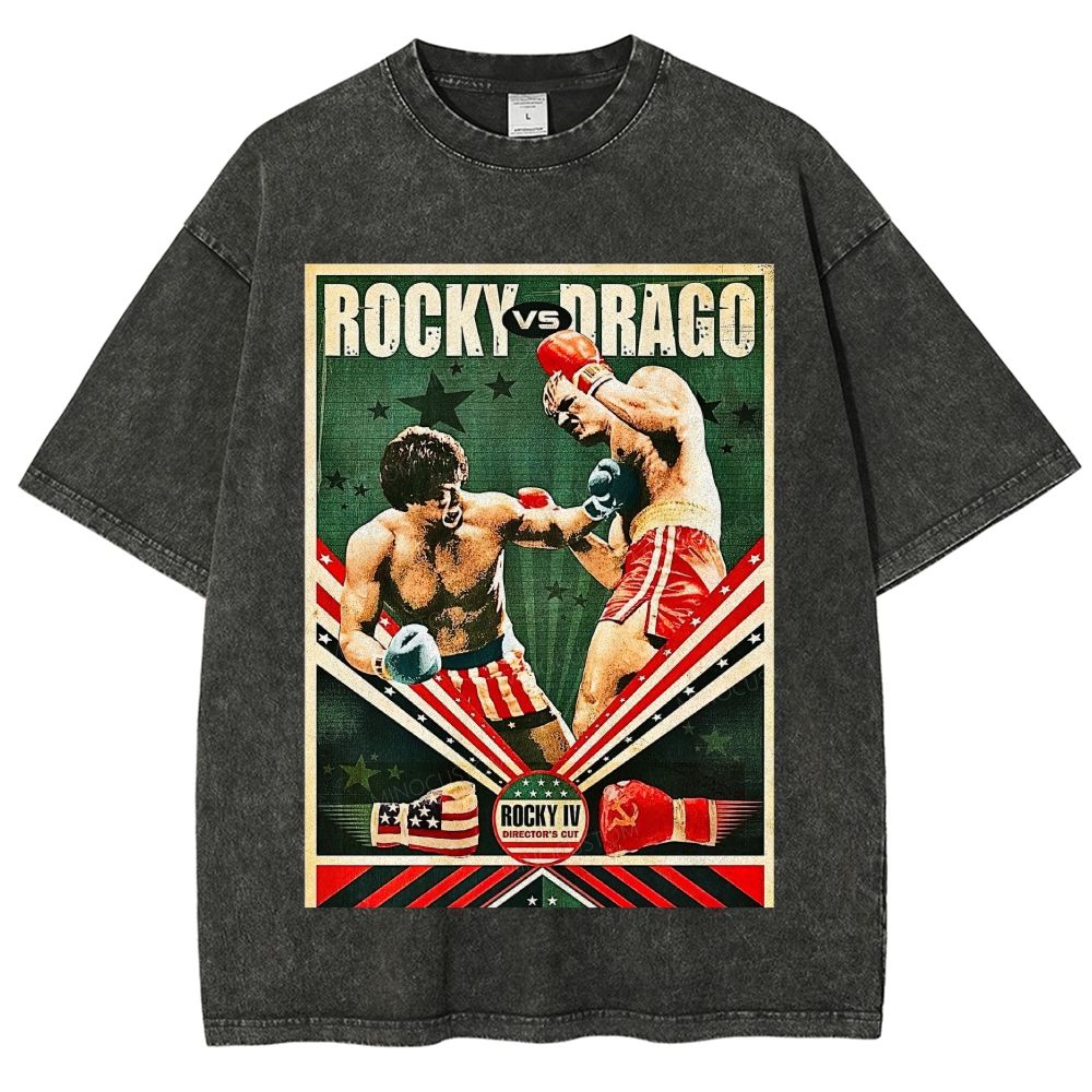 Retro Boxing Fight Poster Inspired Vintage Unisex Fit Washed T-Shirt
