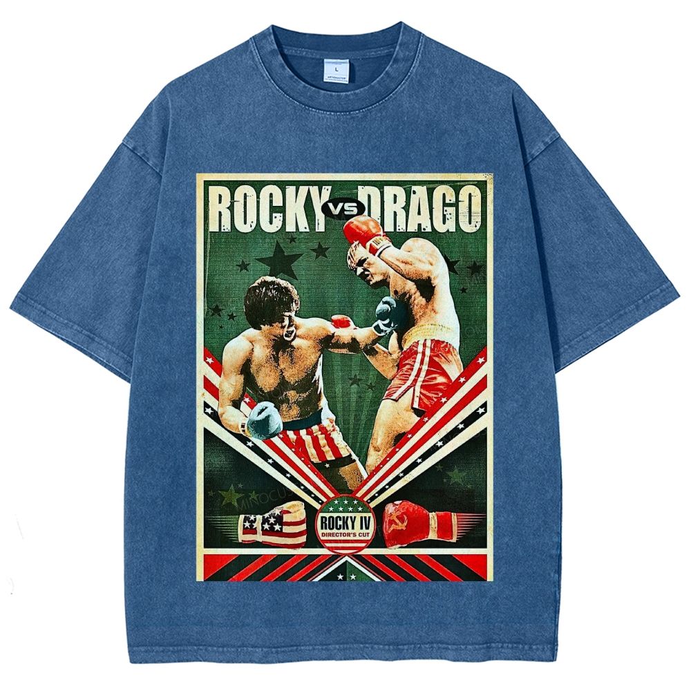 Retro Boxing Fight Poster Inspired Vintage Unisex Fit Washed T-Shirt