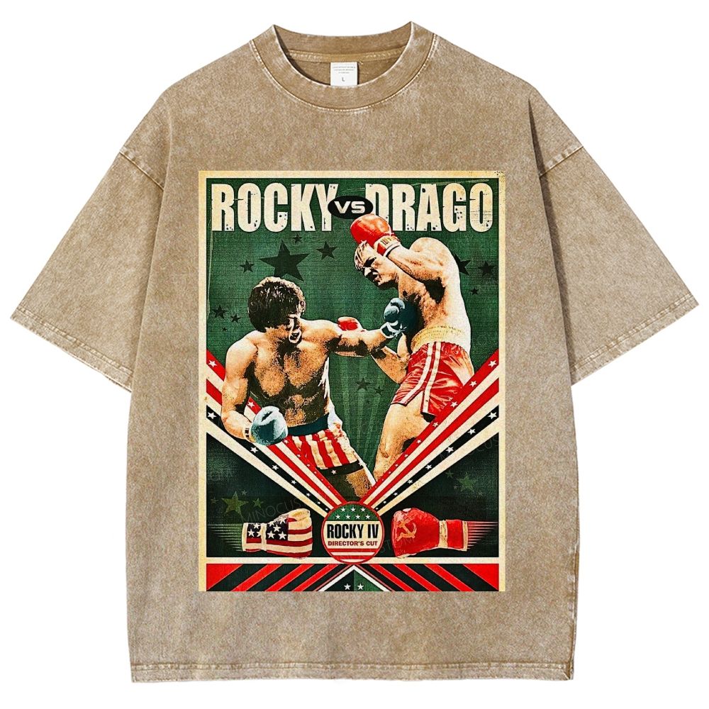 Retro Boxing Fight Poster Inspired Vintage Unisex Fit Washed T-Shirt