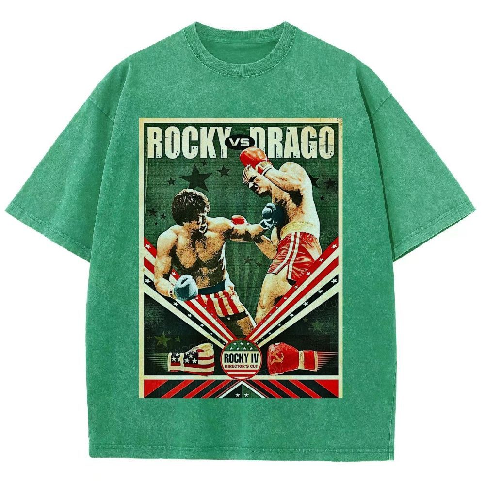 Retro Boxing Fight Poster Inspired Vintage Unisex Fit Washed T-Shirt