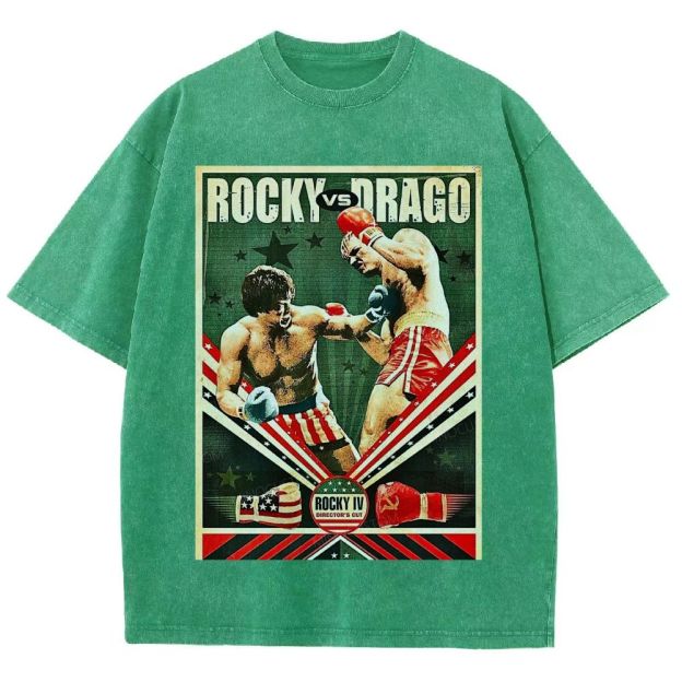 Retro Boxing Fight Poster Inspired Vintage Unisex Fit Washed T-Shirt