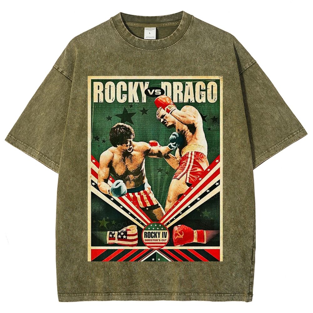 Retro Boxing Fight Poster Inspired Vintage Unisex Fit Washed T-Shirt