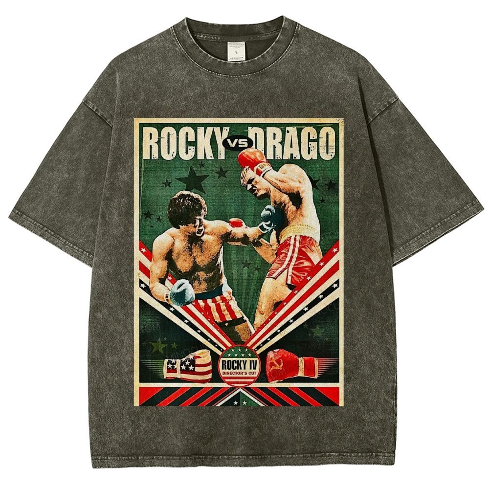 Retro Boxing Fight Poster Inspired Vintage Unisex Fit Washed T-Shirt