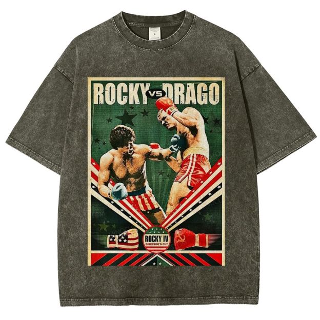 Retro Boxing Fight Poster Inspired Vintage Unisex Fit Washed T-Shirt